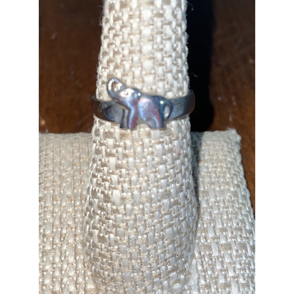 Sterling Silver Elephant Trunk Up Ring Band 925 Size 8
